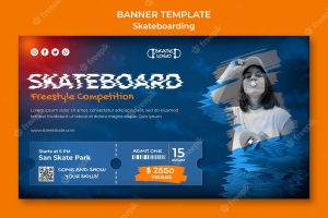 Skateboard competition banner template