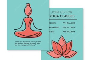 Sketches woman and florwer yoga classes flyer