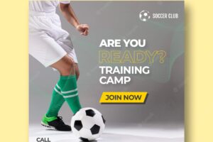 Soccer club training camp square flyer
