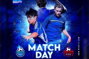 Soccer football match day flyer and social media banner template