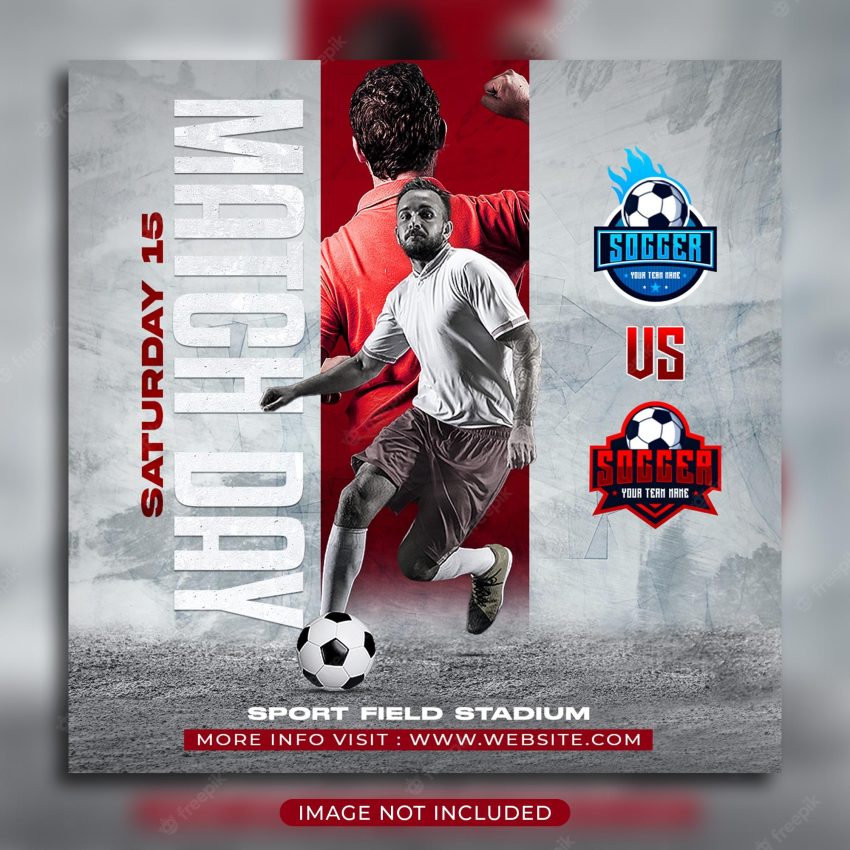 Soccer football match day flyer and social media banner template