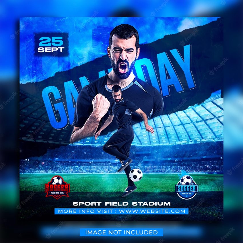 Soccer football match day flyer and social media  banner template