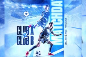 Soccer and football match schedule club square social media banner