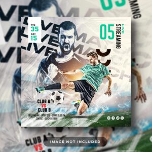Soccer and football match schedule club square social media post and web banner