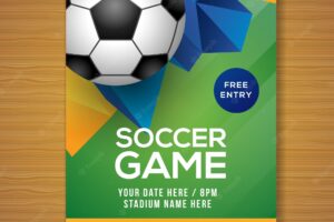Soccer game flyer in realistic style