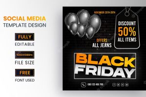 Social media post black friday design for instagram with super offers and promotions
