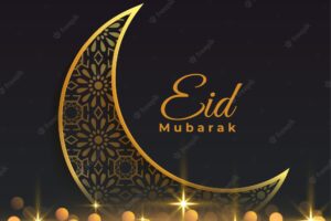 Sparkling eid mubarak decorative golden moon background