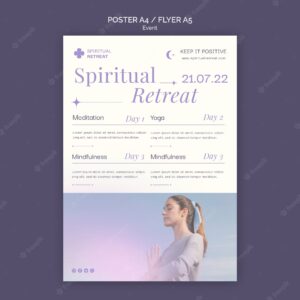 Spiritual retreat poster and flyer event template design