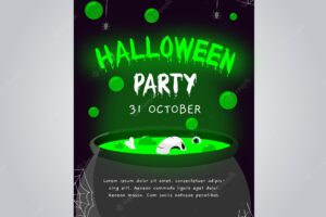 Spooky halloween party poster with flat design