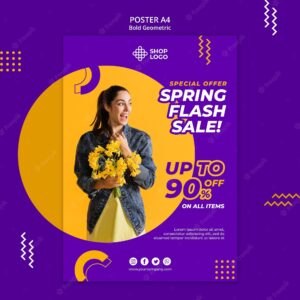 Spring sale bold geometric model poster template
