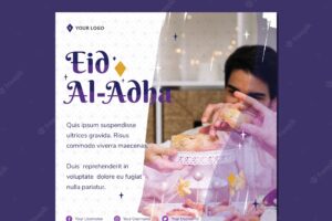 Square flyer template for eid mubarak