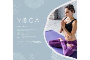 Square flyer template for yoga practicing