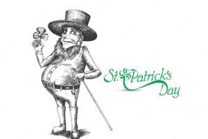 St patrick's day character leprechaun with hat, vector illlustration.