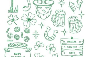 St. patrick's day doodle element collection