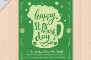 St. patrick's day vintage brochure with beer silhouette