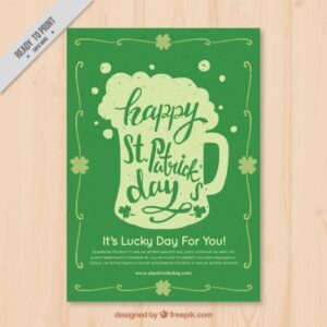 St. patrick's day vintage brochure with beer silhouette