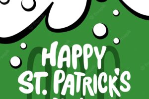 St patricks day poster lettering happy st patricks day in the form of a beer mug handwritten patricks day on a beer mug background vector illustration beer party illustration of a beer mug