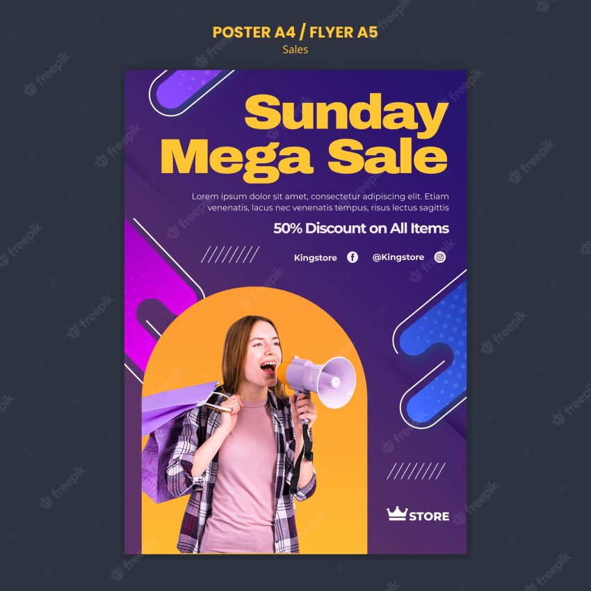 Sunday mega sale poster template