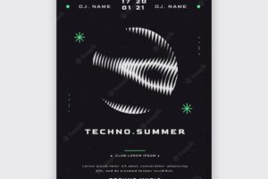 Techno music festival abstract poster template