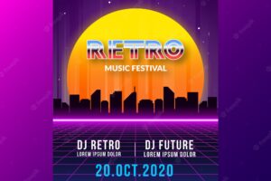 Template futuristic retro music poster