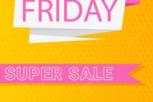 Text black friday super sale and 50 off vertical web banner