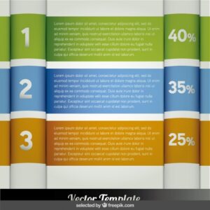 Three banner infographic steps with percent