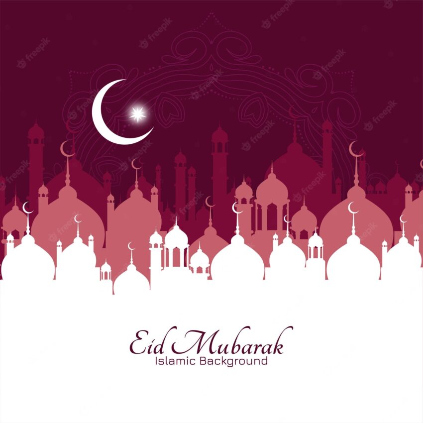 Traditional islamic eid mubarak festival mosque background vector