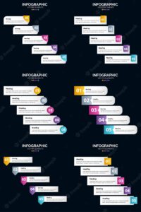 Vector 6 infographics pack for professional business presentations