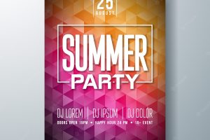 Vector summer celebration party flyer design with abstract background