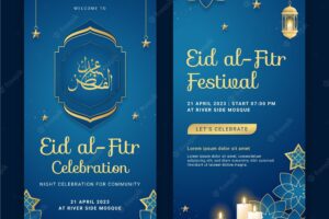 Vertical banners set for islamic eid al-fitr celebration