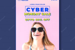 Vertical poster template for cyber monday shopping