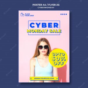 Vertical poster template for cyber monday shopping