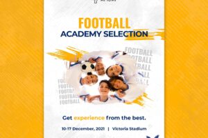 Vertical poster template for kids football training