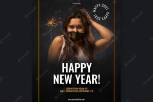 Vertical poster template for new year celebration