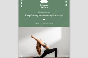 Vertical poster with woman practicing yoga