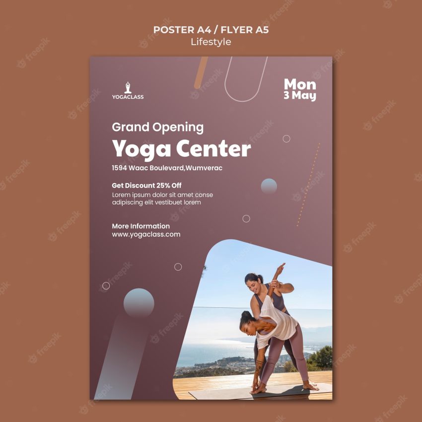 Vertical poster for yoga practice and exercise