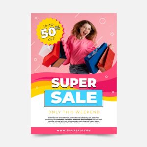 Vertical sale poster template with photo