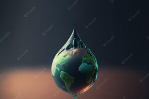 Water drop on earth copy space background world water day concept