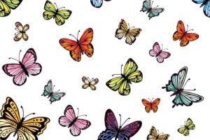 Watercolor colorful butterflies collection