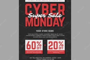 Watercolor cyber monday flyer template