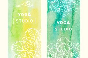 Watercolor yoga banner