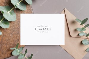 Wedding invitation or greeting card mockup with envelope