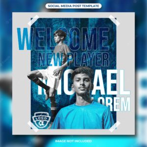 Welcome new player football social media post template