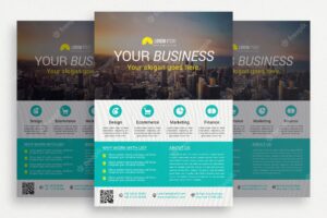 White business brochure with aquamarine details