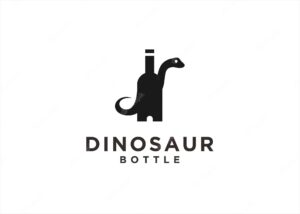 Wine dinosaur logo design vector illustration
