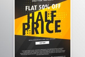 Yellow and black poster for discounts