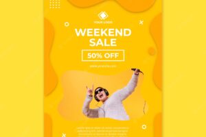 Yellow day weekend sale poster