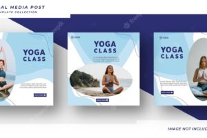 Yoga class social media post banner design template