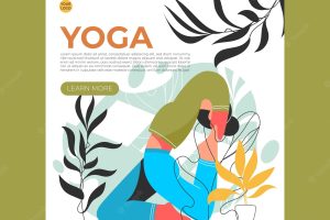 Yoga fitness and healthy lifestyle concept illustration woman meditating in lotus pose perfect for banner mobile app landing page
