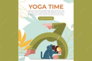 Yoga fitness and healthy lifestyle concept illustration woman meditating in lotus pose perfect for banner mobile app landing page